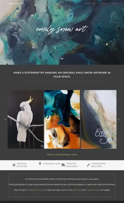 Willis Digital Website Build - Emily Snow Art Sample