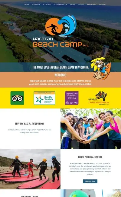 Willis Digital Website Build - Waratah Beach Camp Sample